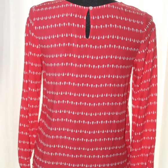 Long Sleeve Red and White Gap Rayon Top, Size XS - Picture 4 of 5